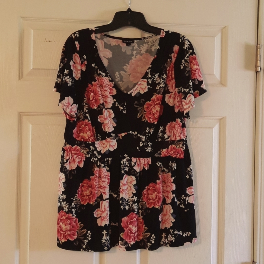 Torrid Black Floral Top